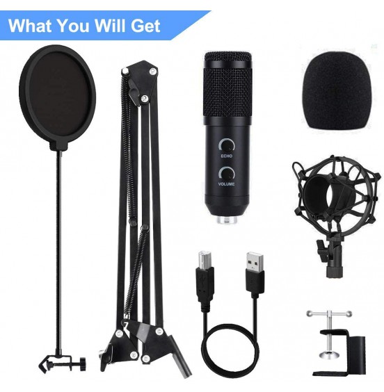 2021 Upgraded USB Condenser Microphone for Computer, Great for Gaming, Podcast, LiveStreaming, YouTube Recording, Karaoke on PC, Plug & Play, with Adjustable Metal Arm Stand, Ideal for Gift, Black 2021 Upgraded USB Condenser Microphone for Computer, Great for Gaming, Podcast, LiveStreaming, YouTube Recording, Karaoke on PC, Plug & Play, with Adjustable Metal Arm Stand, Ideal for Gift, Black