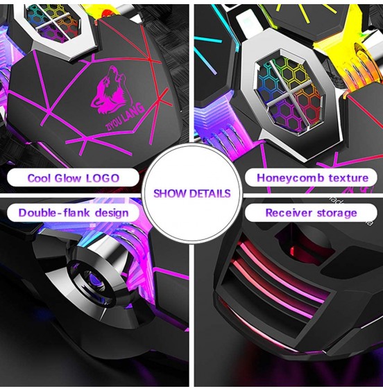 Wireless Gaming Mouse Rechargeable,RGB Multi-Colour Backlit Game Mice with 7 Buttons Computer Accessories,2.4G Silent Optical,3 Adjustable DPI Game Mouse Power Saving Mode for Laptop/PC/Notebook Wireless Gaming Mouse Rechargeable,RGB Multi-Colour Backlit Game Mice with 7 Buttons Computer Accessories,2.4G Silent Optical,3 Adjustable DPI Game Mouse Power Saving Mode for Laptop/PC/Notebook