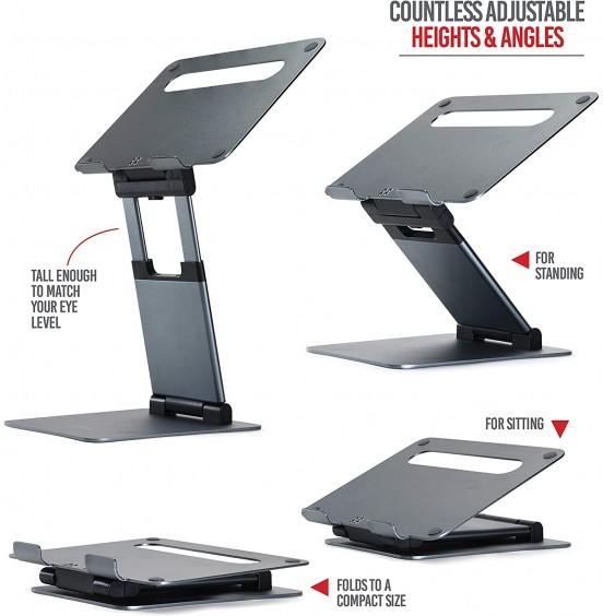 Ergonomic Laptop stand for desk, Adjustable height up to 20", Laptop riser computer stand for laptop, Portable laptop stands, Fits MacBook, Laptops 10 15 17 inches, Laptop holder and Laptop desk stand Ergonomic Laptop stand for desk, Adjustable height up to 20", Laptop riser computer stand for laptop, Portable laptop stands, Fits MacBook, Laptops 10 15 17 inches, Laptop holder and Laptop desk stand