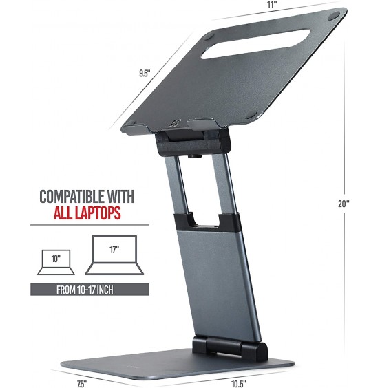 Ergonomic Laptop stand for desk, Adjustable height up to 20", Laptop riser computer stand for laptop, Portable laptop stands, Fits MacBook, Laptops 10 15 17 inches, Laptop holder and Laptop desk stand Ergonomic Laptop stand for desk, Adjustable height up to 20", Laptop riser computer stand for laptop, Portable laptop stands, Fits MacBook, Laptops 10 15 17 inches, Laptop holder and Laptop desk stand