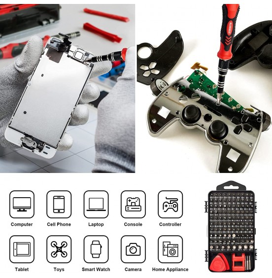 STREBITO Precision Screwdriver Set 124-Piece Electronics Tool Kit with 101 Bits Magnetic Screwdriver Set for Computer, Laptop, Cell Phone, PC, MacBook, iPhone, Nintendo Switch, PS4, PS5, Xbox Repair STREBITO Precision Screwdriver Set 124-Piece Electronics Tool Kit with 101 Bits Magnetic Screwdriver Set for Computer, Laptop, Cell Phone, PC, MacBook, iPhone, Nintendo Switch, PS4, PS5, Xbox Repair