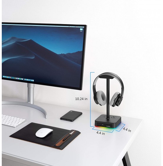 KAFRI RGB Headphone Stand with USB Charger Desk Gaming Headset Holder Hanger Rack with 3 USB Charging Port and 2 Outlet - Suitable for Gamer Desktop Table Game Earphone Accessories Boyfriend Gift KAFRI RGB Headphone Stand with USB Charger Desk Gaming Headset Holder Hanger Rack with 3 USB Charging Port and 2 Outlet - Suitable for Gamer Desktop Table Game Earphone Accessories Boyfriend Gift
