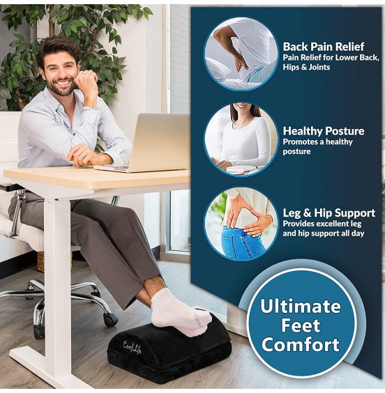 ComfiLife Foot Rest for Under Desk at Work - Adjustable Memory Foam Foot Rest for Office Chair & Gaming Chair - Ergonomic Design for Back & Hip Pain Relief (Black) ComfiLife Foot Rest for Under Desk at Work - Adjustable Memory Foam Foot Rest for Office Chair & Gaming Chair - Ergonomic Design for Back & Hip Pain Relief (Black)